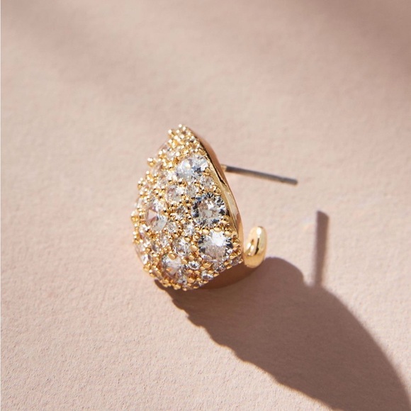 Anthropologie Pavé Triangular Huggie Earrings - Picture 2 of 11